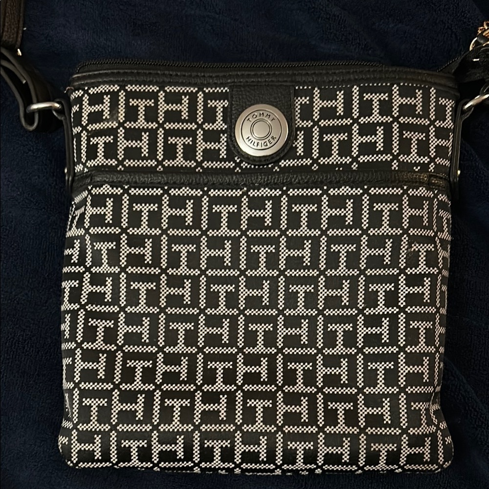 Black and White Logo Crossbody Bag